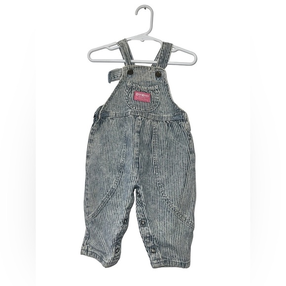 Vtg OshKosh B'gosh acid wash hickory stripe bubble romper 12m made USA - Picture 1 of 3